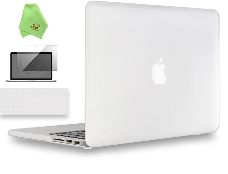 UESWILL 3 in 1 Matte Hard Case Compatible with MacBook Pro (Retina, 15 inch, Mid 2012/2013/2014/Mid 2015), Model A1398, NO CD-ROM, NO Touch Bar + Keyboard Cover and Screen Protector, Clear - Image 1